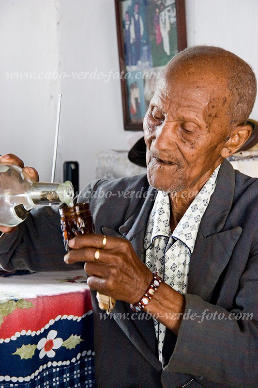 Santiago : So Miguel : white rum production : People ElderlyCabo Verde Foto Gallery