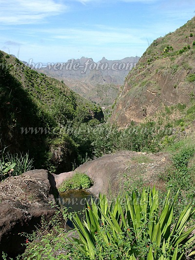Insel: Santo Anto  Wanderweg: 206 Ort: Joao Afonso Motiv: Blick ber Agaven ins Tal Motivgruppe: Landscape Mountain © Pitt Reitmaier www.Cabo-Verde-Foto.com