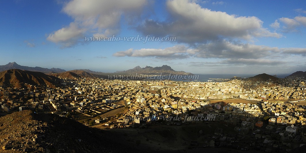 So Vicente : Mindelo Pedra Rolada : panorama view at Mindelo Monte Cara  Porto Grande : Landscape TownCabo Verde Foto Gallery