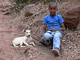 Insel: Santiago  Wanderweg:  Ort: Gazela Rui Vaz Motiv: Junge mit Hund Motivgruppe: People Children © Pitt Reitmaier www.Cabo-Verde-Foto.com